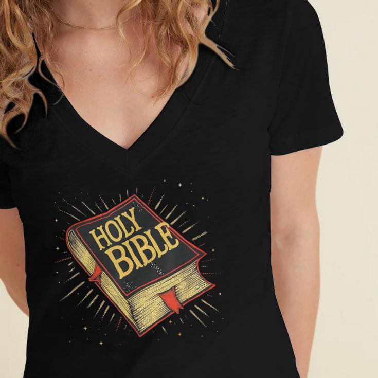 Nice Holy Book Costume For Bible Lovers Women's Jersey Short Sleeve Deep V-Neck Tshirt