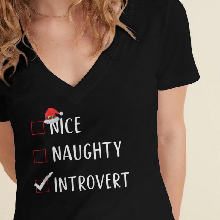 Nice Naughty Introvert List Christmas Introvert Women's Jersey Short Sleeve Deep V-Neck Tshirt Nice Naughty Introvert List Christmas Introvert Women's Jersey Short Sleeve Deep V-Neck Tshirt
