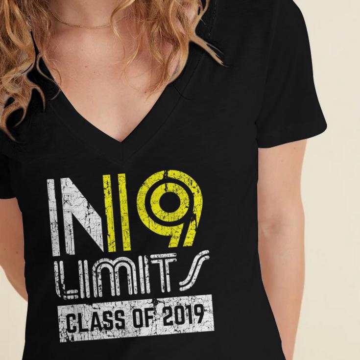 No Limits Class Of 2019 Graduation Vintage Women's Jersey Short Sleeve Deep V-Neck Tshirt