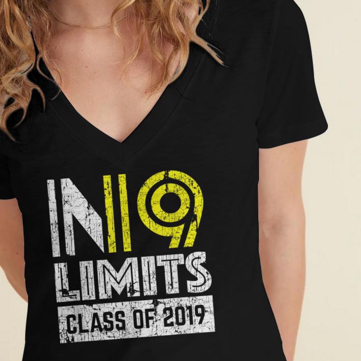 No Limits Cool Class Of 2019 Graduation Women's Jersey Short Sleeve Deep V-Neck Tshirt