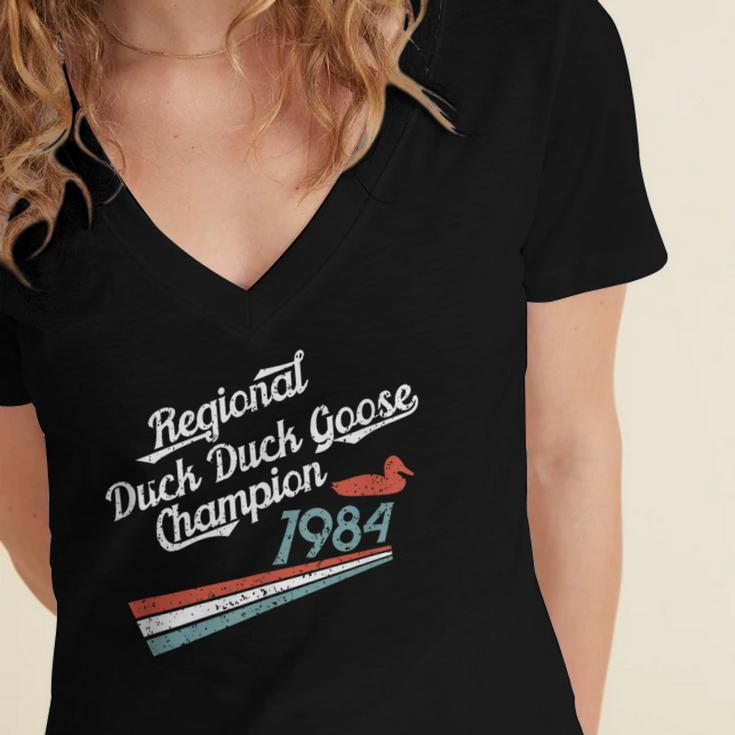 Nostalgia 80s Duck Goose Distressed Women's Jersey Short Sleeve Deep V-Neck Tshirt
