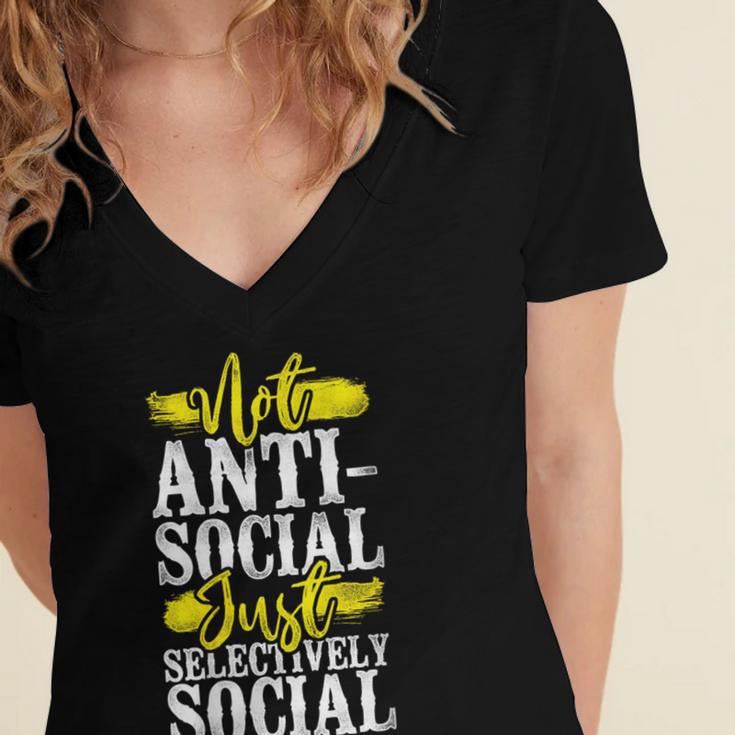 Not Anti Social Just Selectively Social Introvert Women's Jersey Short Sleeve Deep V-Neck Tshirt