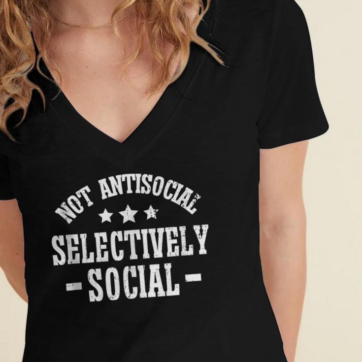 Not Antisocial Selectively Social Introvert Women's Jersey Short Sleeve Deep V-Neck Tshirt Not Antisocial Selectively Social Introvert Women's Jersey Short Sleeve Deep V-Neck Tshirt