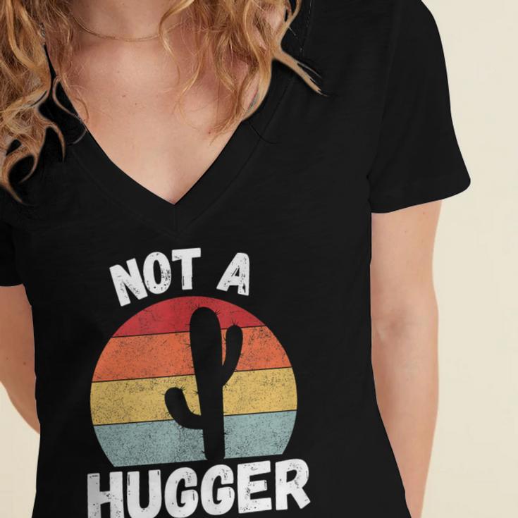 Not A Hugger Cactus Introvert Antisocial Women's Jersey Short Sleeve Deep V-Neck Tshirt Not A Hugger Cactus Introvert Antisocial Women's Jersey Short Sleeve Deep V-Neck Tshirt