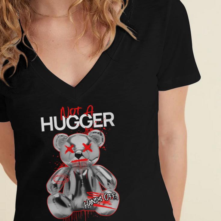 Not A Hugger Teddy Bear Antisocial Introvert Women's Jersey Short Sleeve Deep V-Neck Tshirt Not A Hugger Teddy Bear Antisocial Introvert Women's Jersey Short Sleeve Deep V-Neck Tshirt