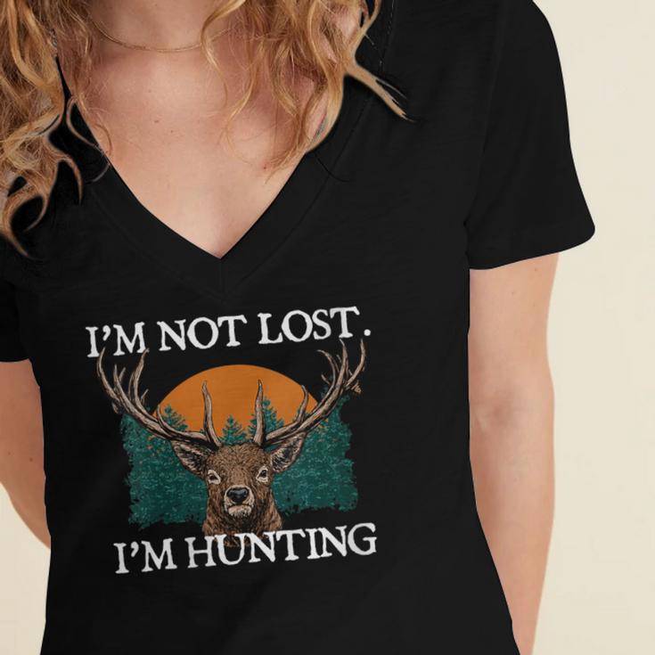 Im Not Lost Im Hunting Introvert Hunter Antisocial Women's Jersey Short Sleeve Deep V-Neck Tshirt