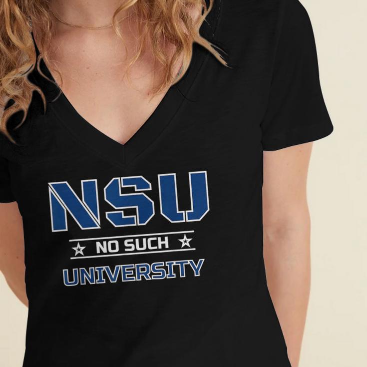 NSU No Such University High School Graduation Women's Jersey Short Sleeve Deep V-Neck Tshirt