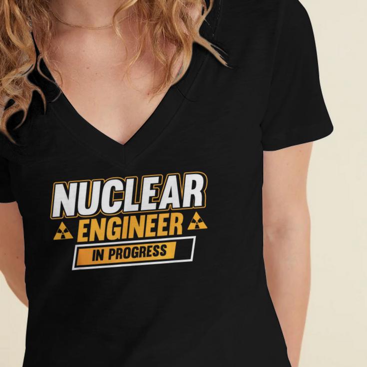 Nuclear Engineer In Progress Engineer Graduation Women's Jersey Short Sleeve Deep V-Neck Tshirt