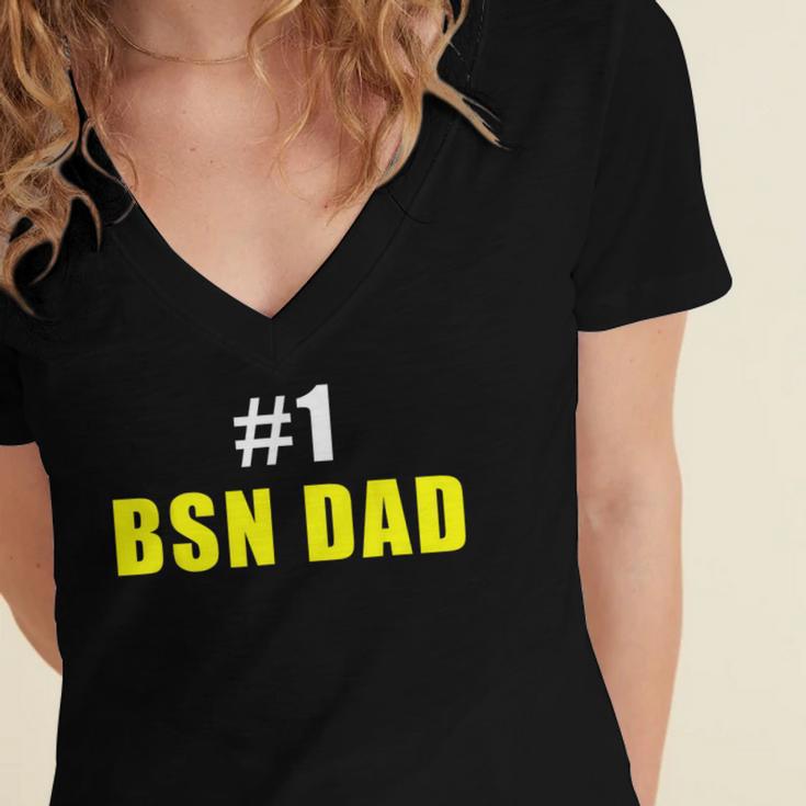 Nurse BSN Student Graduate Dad Nursing Graduation Women's Jersey Short Sleeve Deep V-Neck Tshirt