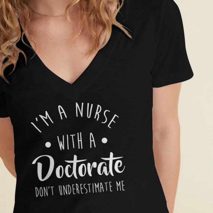 Nurse DNP PhD Doctorate Graduation Women Women's Jersey Short Sleeve Deep V-Neck Tshirt