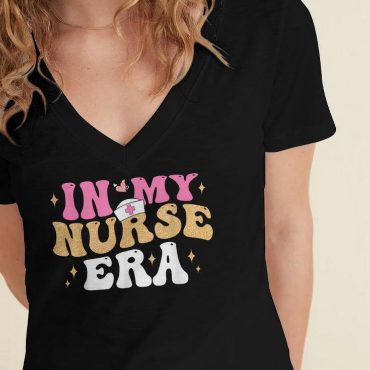 In My Nurse Era Nursing School Graduation Women Women's Jersey Short Sleeve Deep V-Neck Tshirt