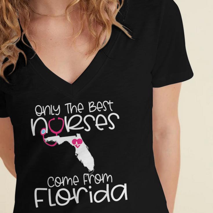 Nurse Florida RN CNA LPN Nursing Student Graduation Women's Jersey Short Sleeve Deep V-Neck Tshirt