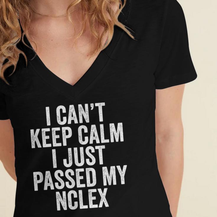Nurse Graduation I Can't Keep Calm I Passed My NCLEX Women's Jersey Short Sleeve Deep V-Neck Tshirt