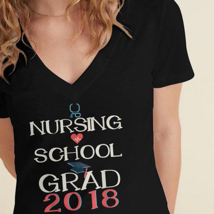 Nurse Pinning Ceremony Nursing School 2018 Graduation Shirt Women's Jersey Short Sleeve Deep V-Neck Tshirt