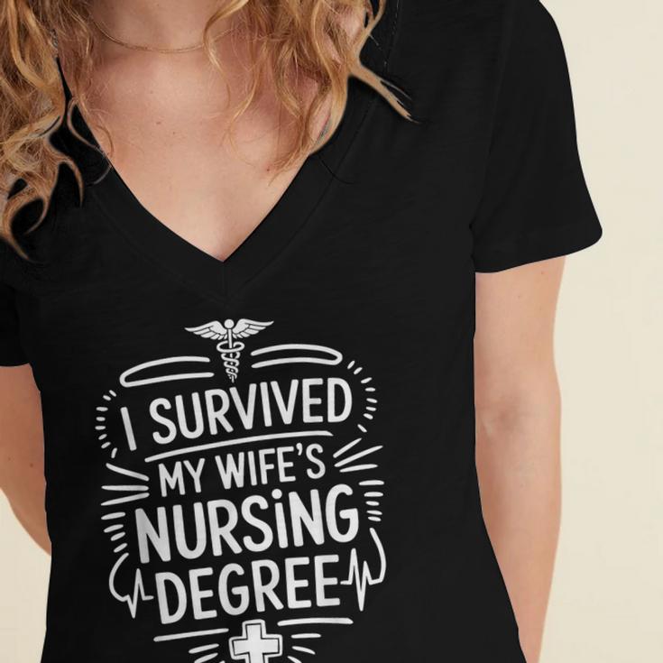 Nurse Wife Nursing Graduation And Nursing Wife Nurse Husband Women's Jersey Short Sleeve Deep V-Neck Tshirt