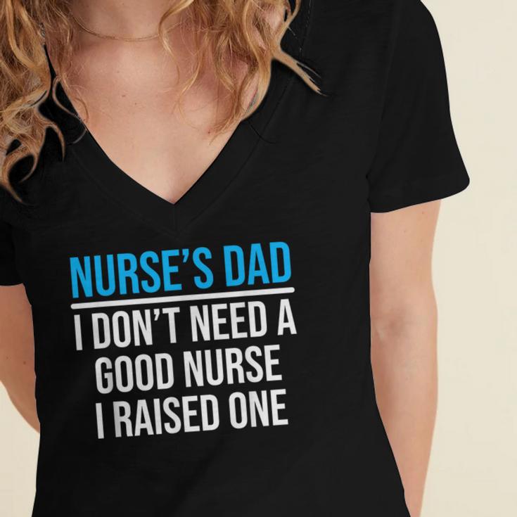 Nurse's Dad Father Nursing School Graduation Women's Jersey Short Sleeve Deep V-Neck Tshirt