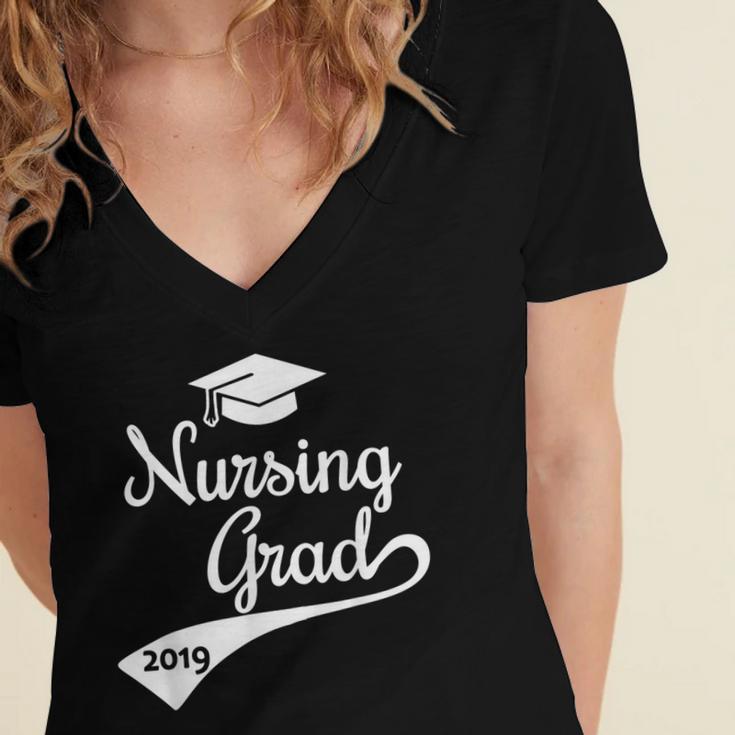 Nursing Graduate Grad 2019 Nurses Graduation Women's Jersey Short Sleeve Deep V-Neck Tshirt