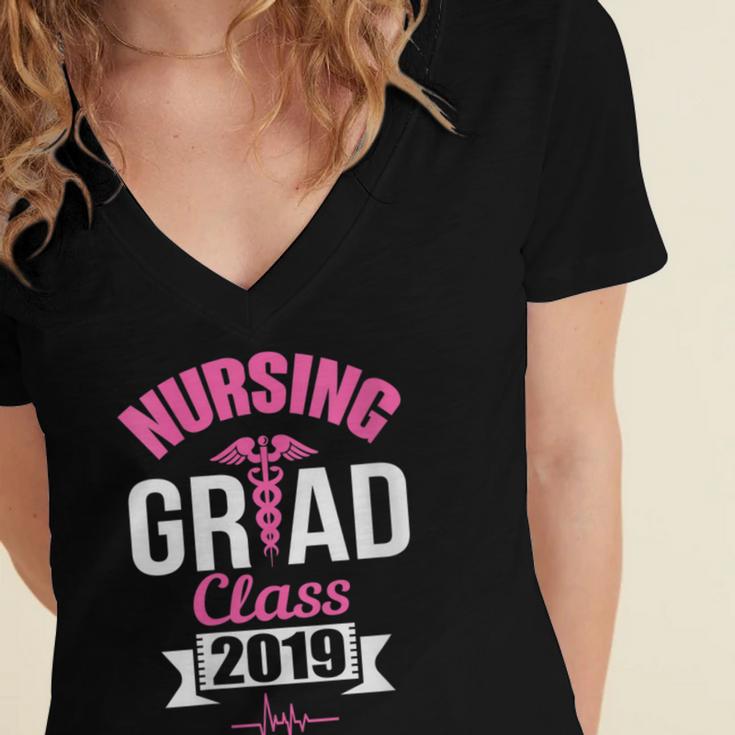 Nursing School Graduation Class Of 2019 RN Student Women's Jersey Short Sleeve Deep V-Neck Tshirt