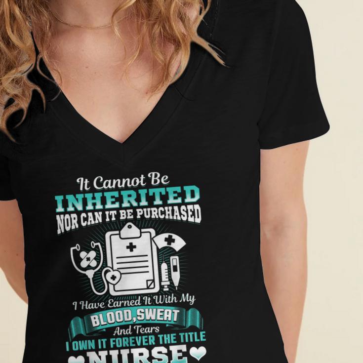 Nursing School Graduation Inherited RN LPN Nurse Grad 2021 Women's Jersey Short Sleeve Deep V-Neck Tshirt