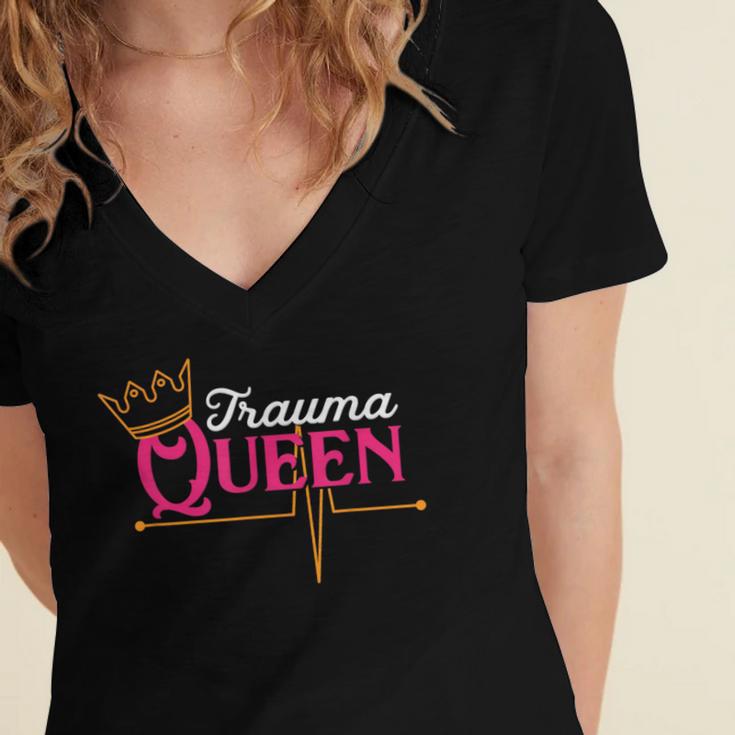 Nursing Shirt Graduation Nurse School Trauma Queen Shirt Women's Jersey Short Sleeve Deep V-Neck Tshirt