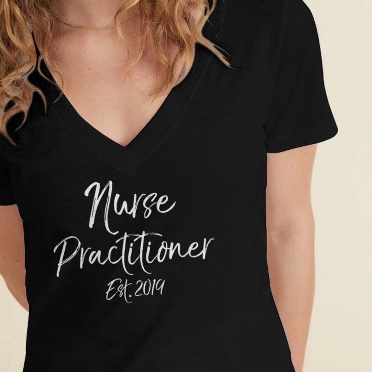 Nursing Student Graduation Nurse Practitioner Est 2019 Women's Jersey Short Sleeve Deep V-Neck Tshirt