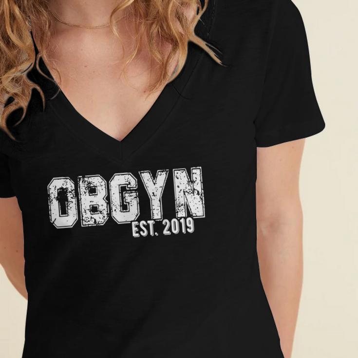 Obgyn Graduation For Obgyns Est 2019 T-Shirt Women's Jersey Short Sleeve Deep V-Neck Tshirt