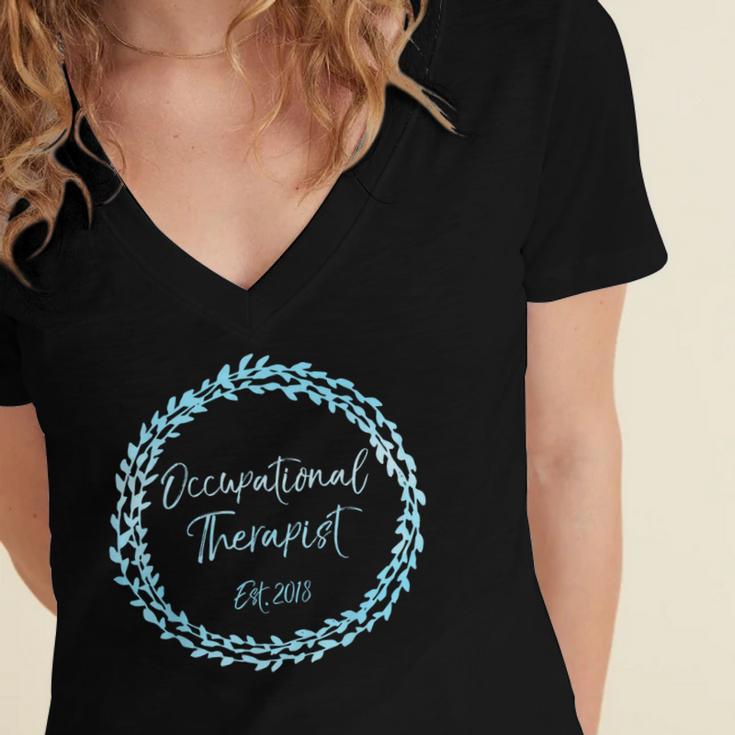 Occupational Therapy Grad School Graduation Therapist Women's Jersey Short Sleeve Deep V-Neck Tshirt