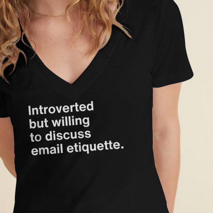 Office Humor Introvert Career Coach Email Etiquette Women's Jersey Short Sleeve Deep V-Neck Tshirt Office Humor Introvert Career Coach Email Etiquette Women's Jersey Short Sleeve Deep V-Neck Tshirt