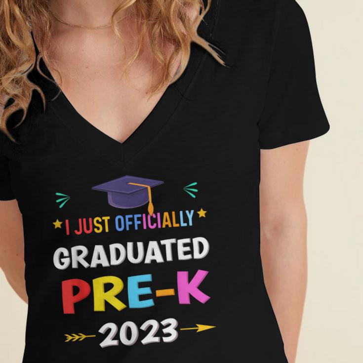 I Officially Graduated Pre-k Graduation Pre k Class 2023 Kid Women's Jersey Short Sleeve Deep V-Neck Tshirt