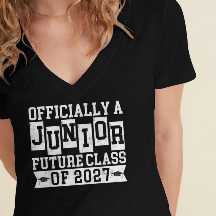 Officially a Junior Future Class Of 2027 Senior Graduation Women's Jersey Short Sleeve Deep V-Neck Tshirt