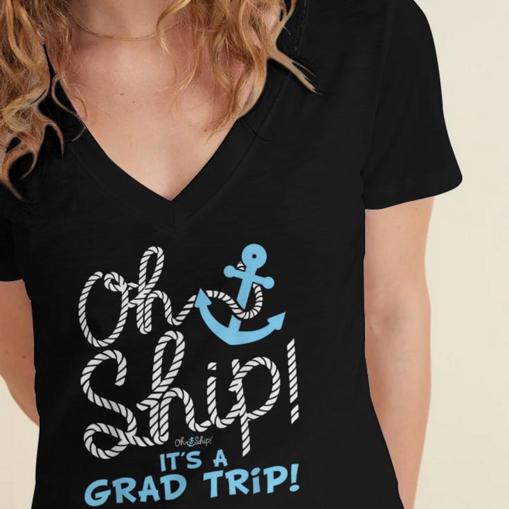 Oh Ship It's a Grad Trip Cruise Graduation T-Shirt T-Shirt Women's Jersey Short Sleeve Deep V-Neck Tshirt
