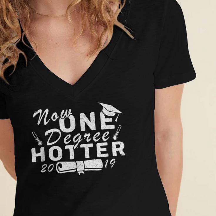 Now One Degree Hotter 2019 Graduation Women's Jersey Short Sleeve Deep V-Neck Tshirt