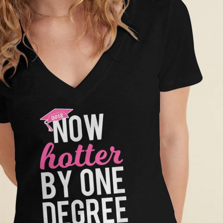 One Degree Hotter Class Of 2018 Graduation T-Shirt Women's Jersey Short Sleeve Deep V-Neck Tshirt