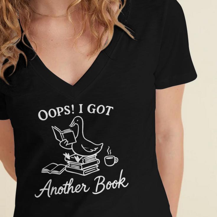 Oops I Got Another Book Goose Goose Reader Women's Jersey Short Sleeve Deep V-Neck Tshirt