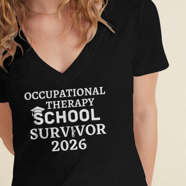 OTD School Survivor Occupational Therapy Graduation Women's Jersey Short Sleeve Deep V-Neck Tshirt