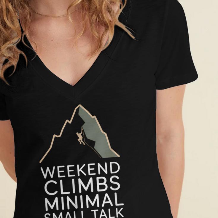 Outdoor Introvert Vibes Weekend Climber Women's Jersey Short Sleeve Deep V-Neck Tshirt