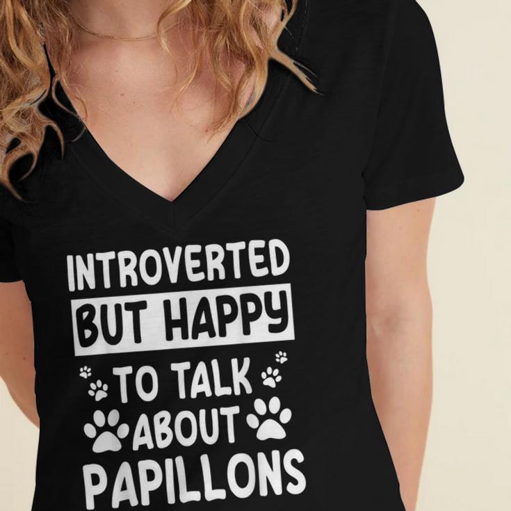 Papillon Dog Owner Introverted Spaniel Breed Fur Parent Women's Jersey Short Sleeve Deep V-Neck Tshirt Papillon Dog Owner Introverted Spaniel Breed Fur Parent Women's Jersey Short Sleeve Deep V-Neck Tshirt