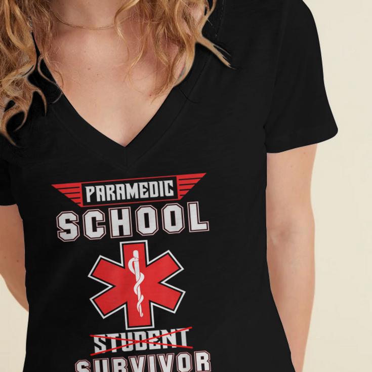 Paramedic School Graduation Shirt Survivor Women's Jersey Short Sleeve Deep V-Neck Tshirt