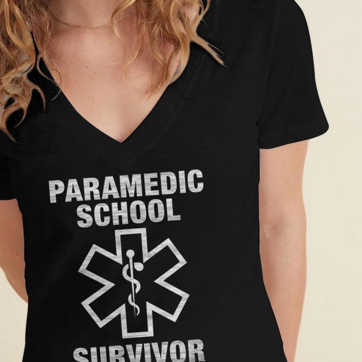 Paramedic School Survivor EMT-P Graduation Idea Women's Jersey Short Sleeve Deep V-Neck Tshirt