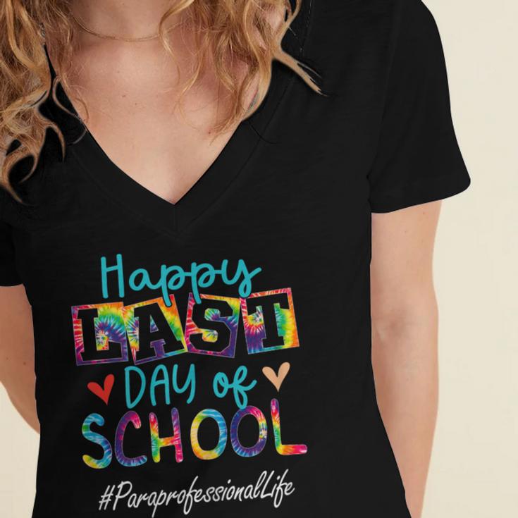 Paraprofessional Happy Last Day Of School Women Graduation Women's Jersey Short Sleeve Deep V-Neck Tshirt