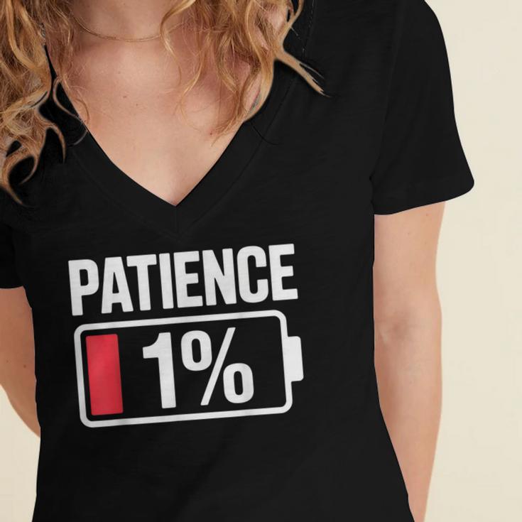 Patience 1 Battery Low Mood Tired Introvert Humor Women's Jersey Short Sleeve Deep V-Neck Tshirt Patience 1 Battery Low Mood Tired Introvert Humor Women's Jersey Short Sleeve Deep V-Neck Tshirt