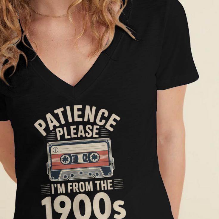 Patience Please I'm From The 1900s Cassette Women's Jersey Short Sleeve Deep V-Neck Tshirt Patience Please I'm From The 1900s Cassette Women's Jersey Short Sleeve Deep V-Neck Tshirt