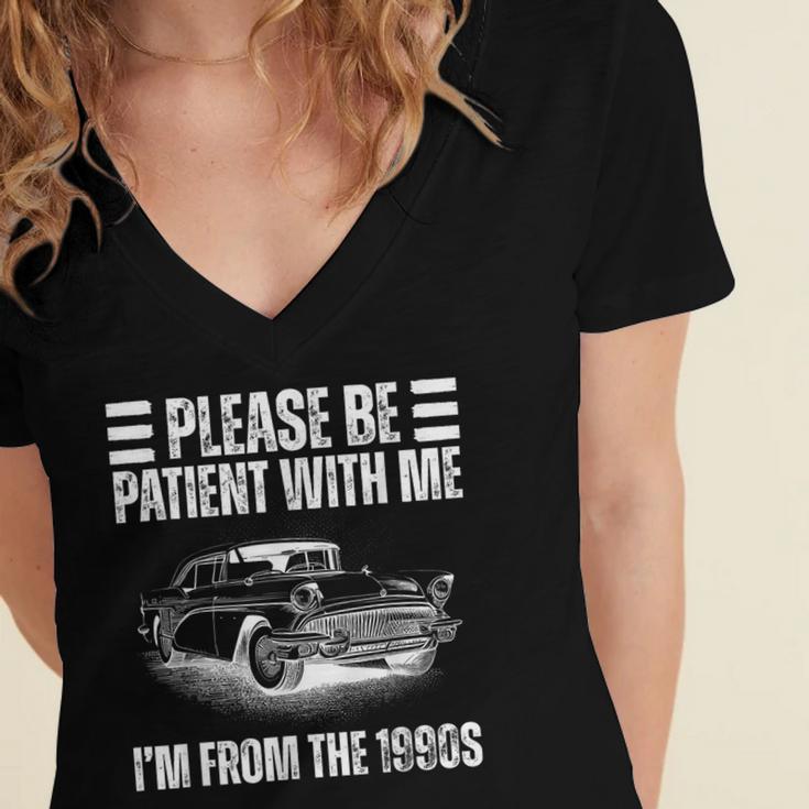 Be Patient With Me I'm From The 1900s Fathers Day Women's Jersey Short Sleeve Deep V-Neck Tshirt