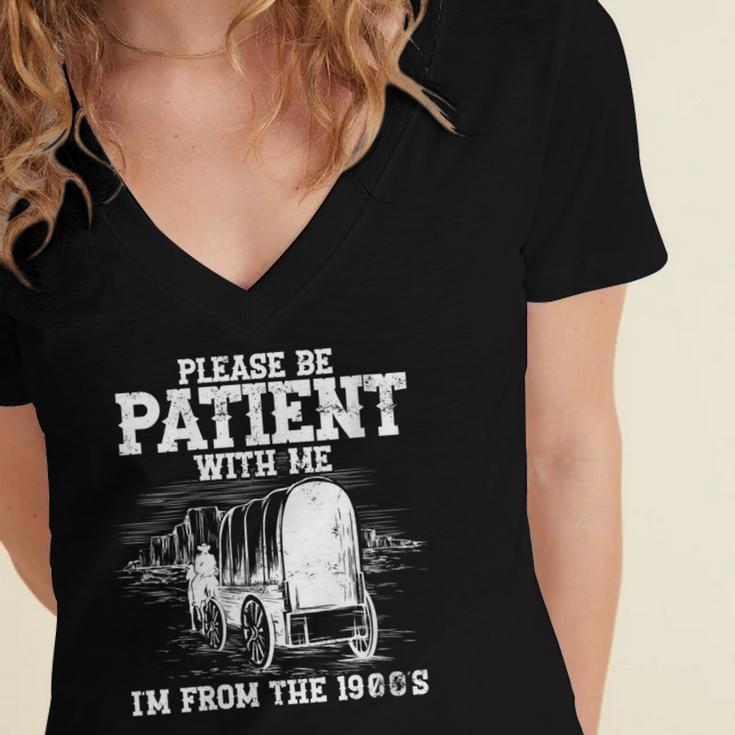 Patient With Me I'm From The 1900s Oregon Vintage Women's Jersey Short Sleeve Deep V-Neck Tshirt