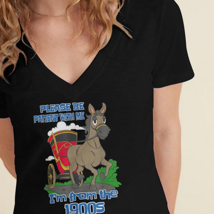 Patient With Me I'm From The 1900s Women's Jersey Short Sleeve Deep V-Neck Tshirt Patient With Me I'm From The 1900s Women's Jersey Short Sleeve Deep V-Neck Tshirt