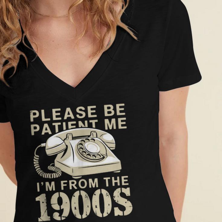 Patient Me I'm From The 1900s Women's Jersey Short Sleeve Deep V-Neck Tshirt Patient Me I'm From The 1900s Women's Jersey Short Sleeve Deep V-Neck Tshirt