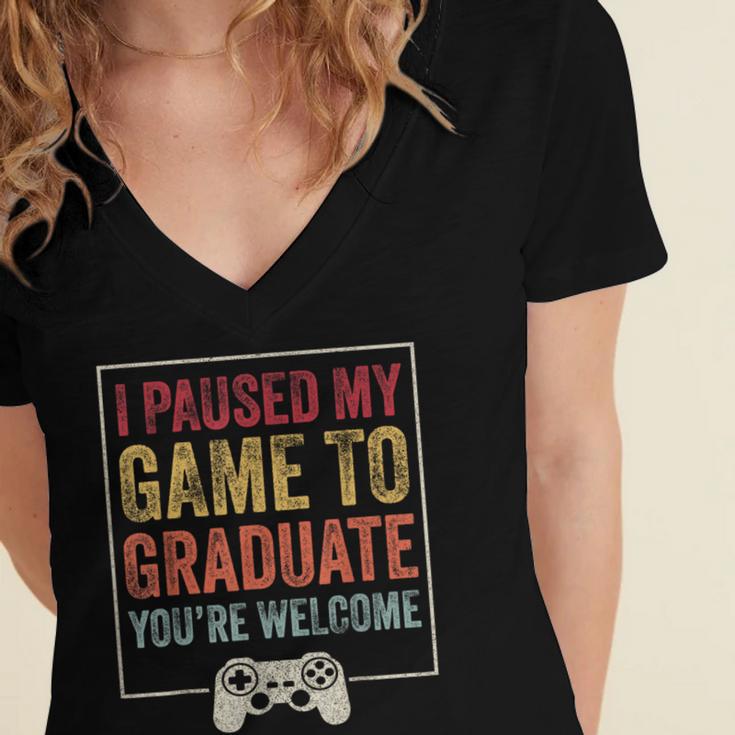 I Paused My Game To Graduate Gamer Graduation Men Boys Women's Jersey Short Sleeve Deep V-Neck Tshirt