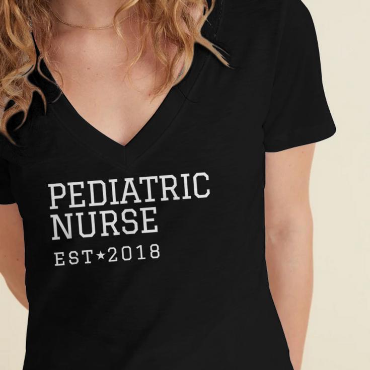 Pediatric Nurse 2018 Graduation RN Nurse Idea Women's Jersey Short Sleeve Deep V-Neck Tshirt