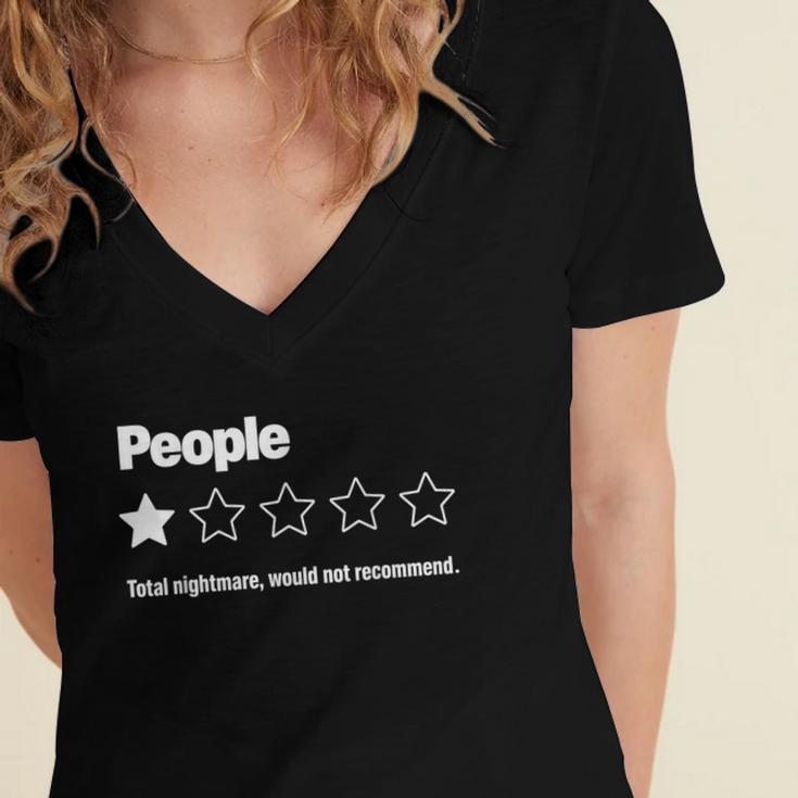 People One Star Rating Would Not Recommend Introvert Women's Jersey Short Sleeve Deep V-Neck Tshirt People One Star Rating Would Not Recommend Introvert Women's Jersey Short Sleeve Deep V-Neck Tshirt