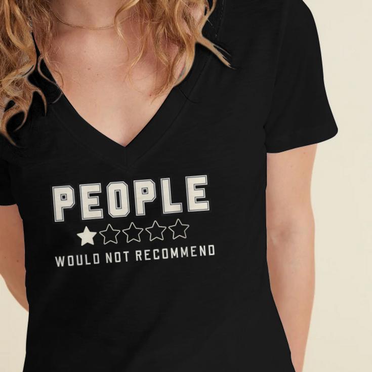 People One Star Rating Would Not Recommend Introverts Women's Jersey Short Sleeve Deep V-Neck Tshirt